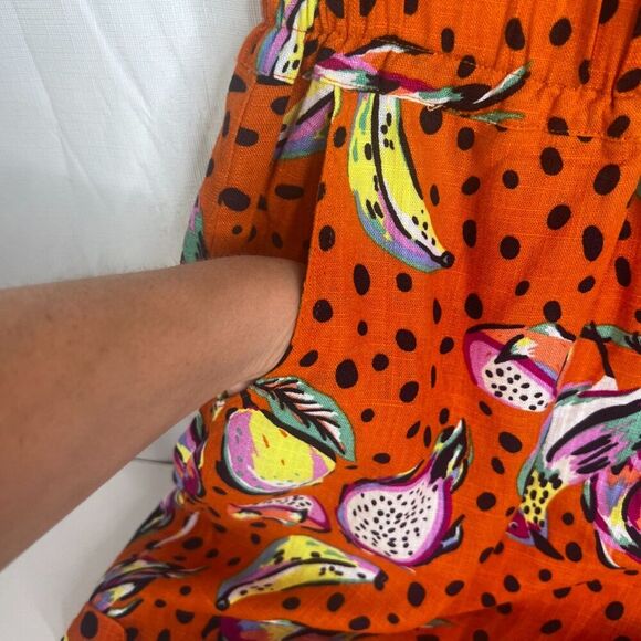 OPT Two Piece Linen Blend Set Top & Shorts Hawaiian Floral Polka Dot Print S/M* - Picture 10 of 15